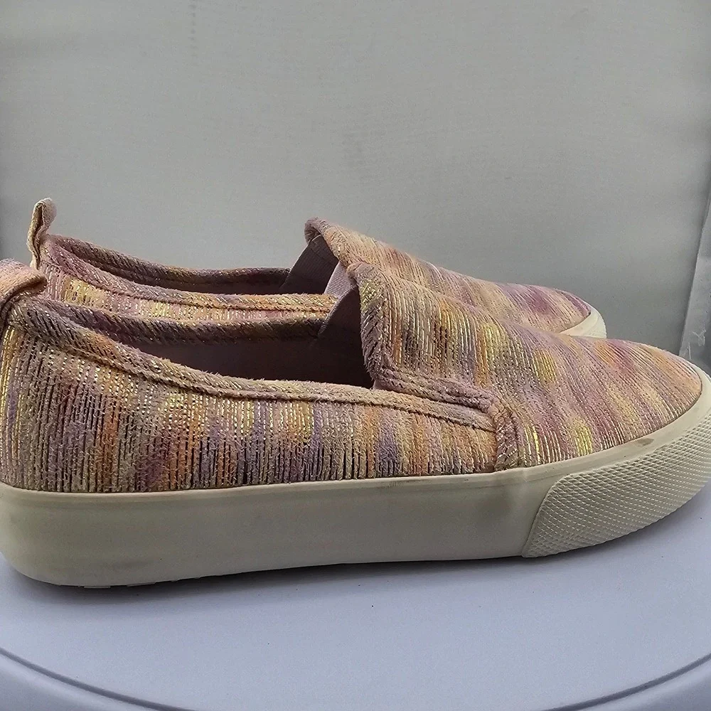 Cat and Jack Toddler Girls Slip On Sneakers Size‎ 1 Metallic Multi Color EUC